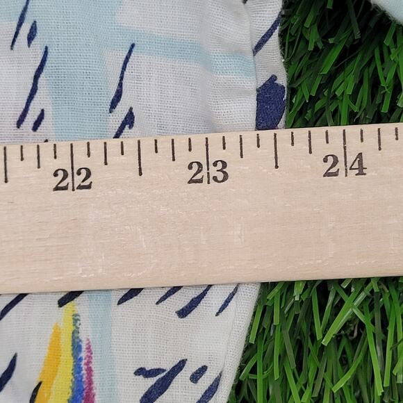 Vintage 80s Abstract Hippie Button Shirt Large 23x28 Blue Groovy - Picture 8 of 11